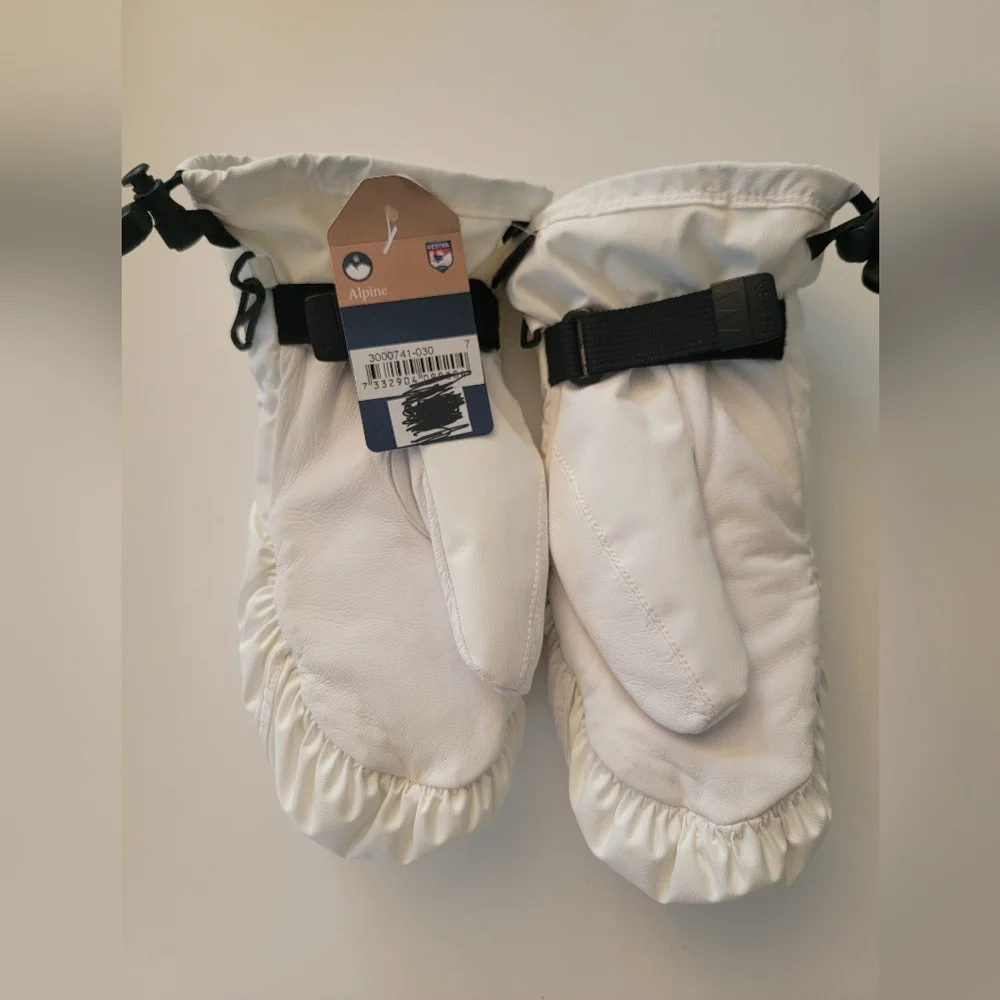 Hestra White Ski Mittens